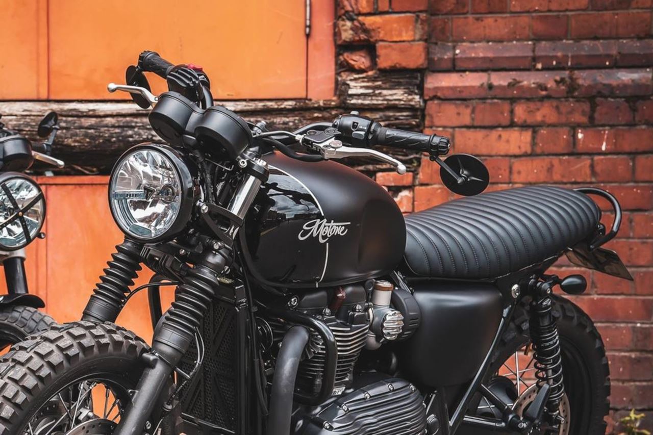 バーエンドミラー トライライン ブラック 100mm 1個 T100/T120 スピードツイン900 スクランブラー900