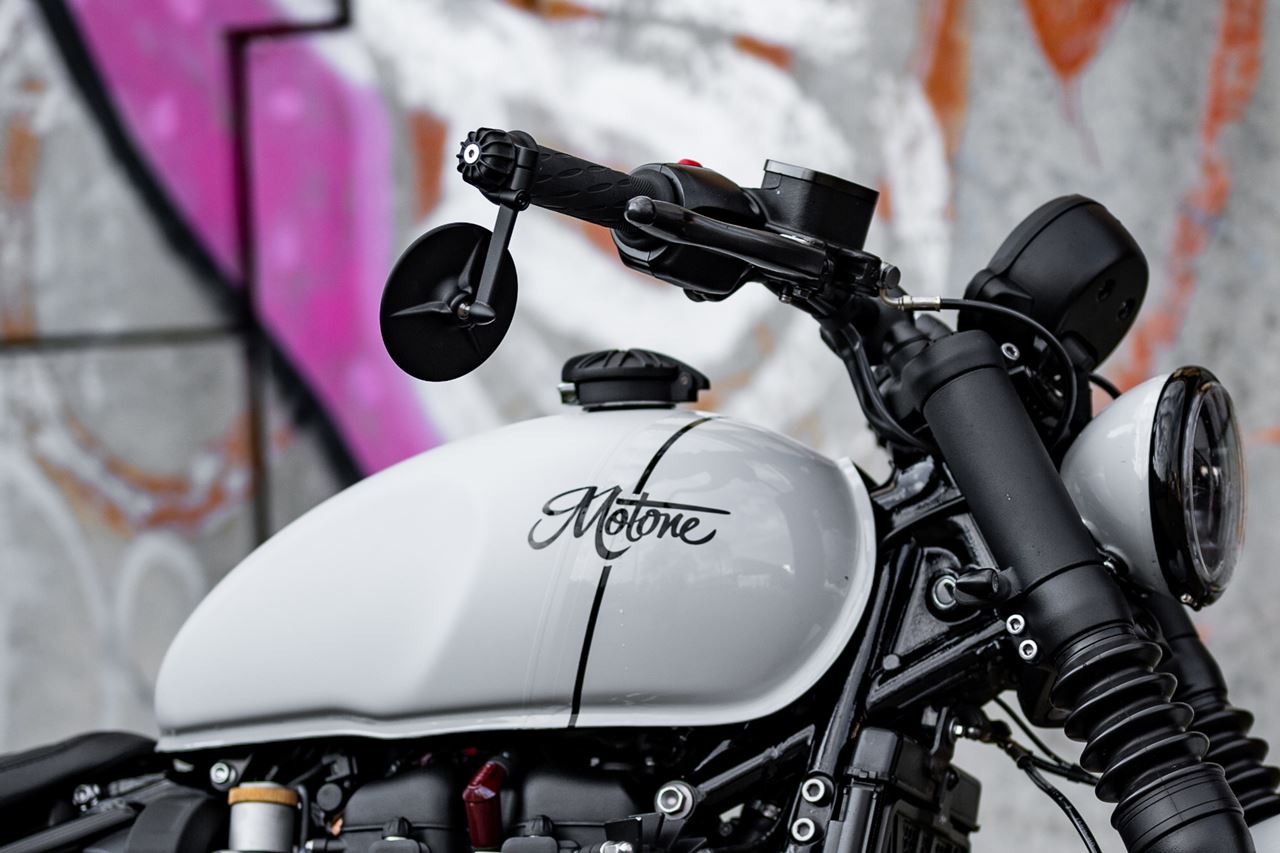 バーエンドミラー トライライン ブラック 100mm 1個 T100/T120 スピードツイン900 スクランブラー900