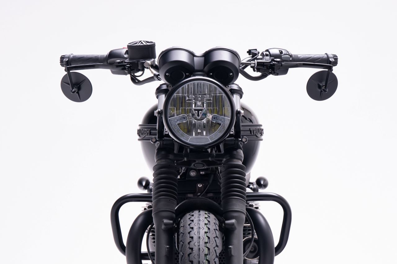 バーエンドミラー トライライン ブラック 100mm 1個 T100/T120 スピードツイン900 スクランブラー900