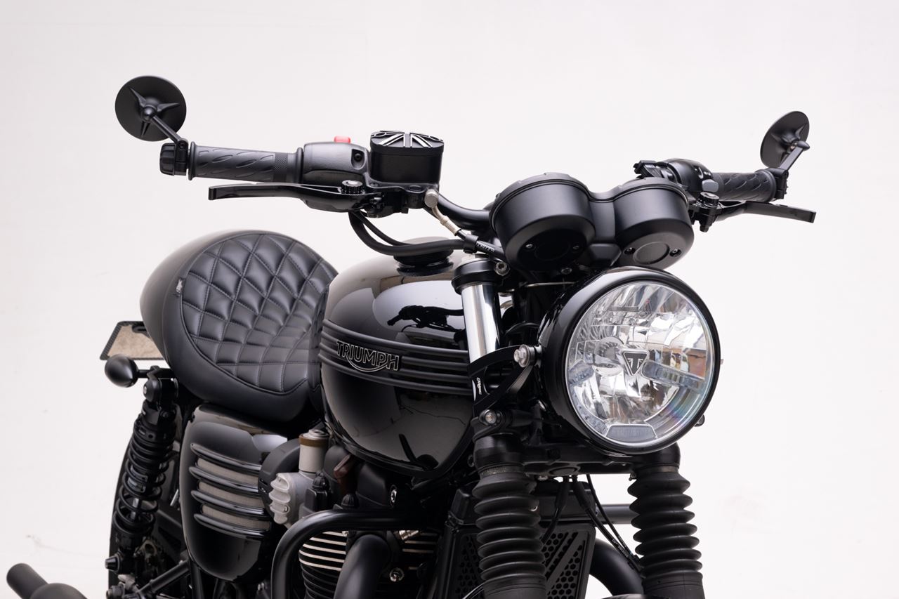 Bar End Mirror Tri-Line Black 80mm 1pc for T100/T120 Speed Twin 900 Scrambler 900