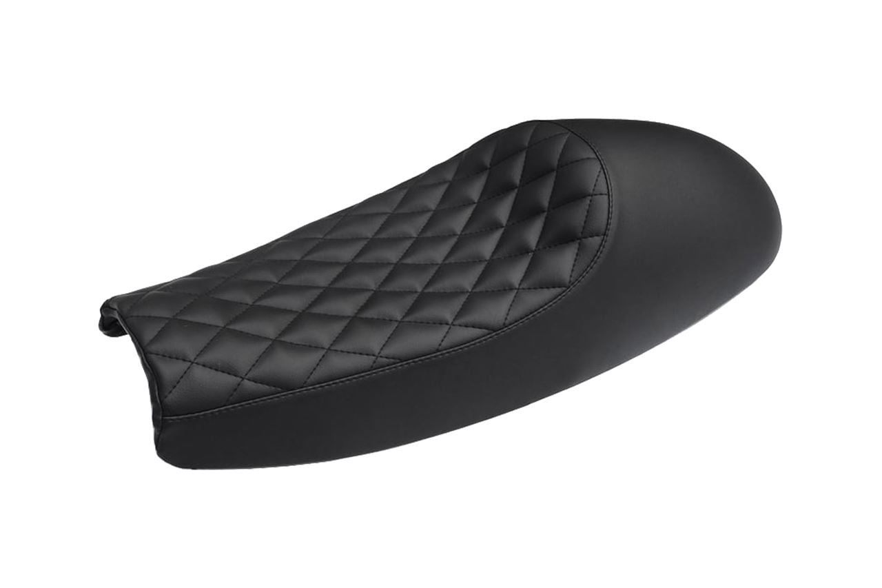 Seat, Cafe Style, Full Diamond Stitch, Black, 1 pc, Air Cooled T100, Scrambler, Thruxton