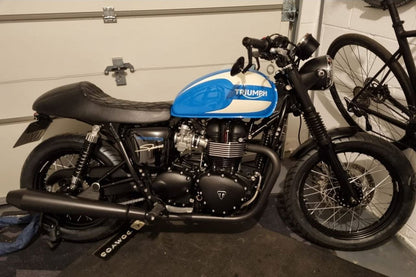Seat, Cafe Style, Full Diamond Stitch, Black, 1 pc, Air Cooled T100, Scrambler, Thruxton
