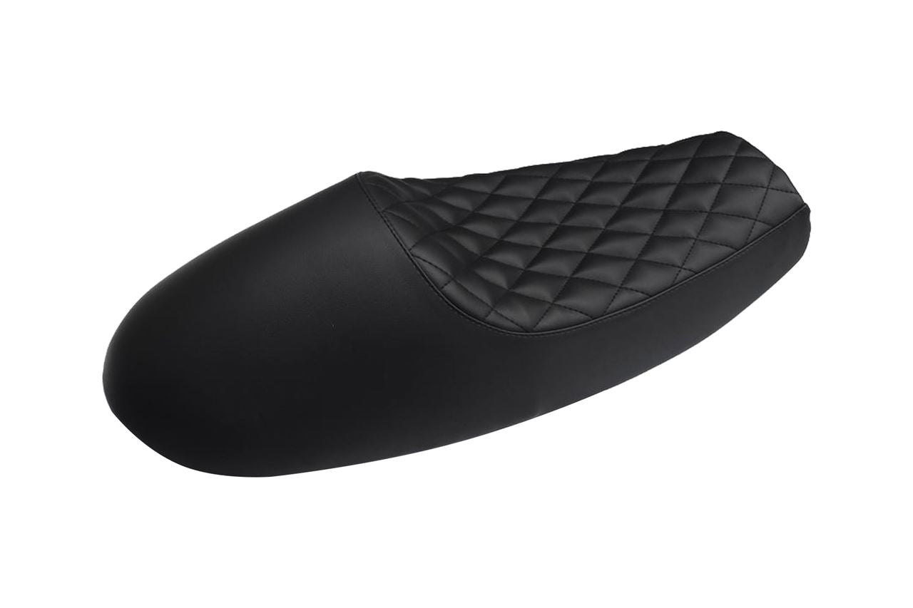Seat, Cafe Style, Full Diamond Stitch, Black, 1 pc, Air Cooled T100, Scrambler, Thruxton