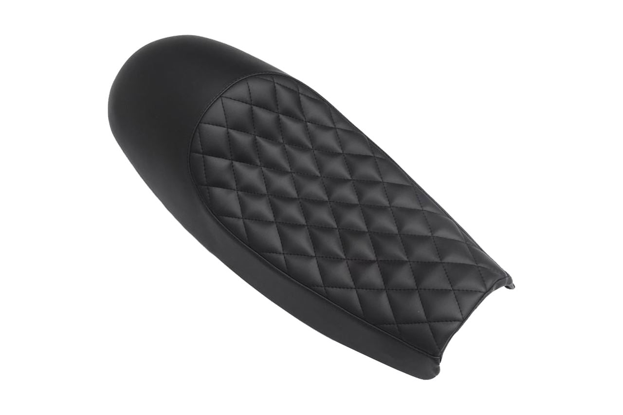 Seat, Cafe Style, Full Diamond Stitch, Black, 1 pc, Air Cooled T100, Scrambler, Thruxton