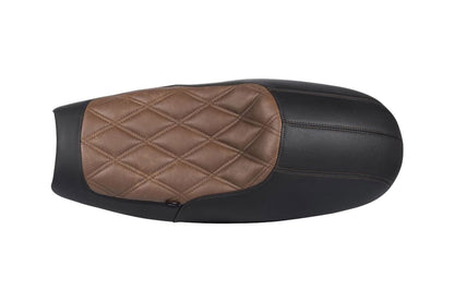 Seat Cafe Racer Style Diamond Stitch Black/Brown 1 pc. Air-cooled T100 Scrambler Thruxton