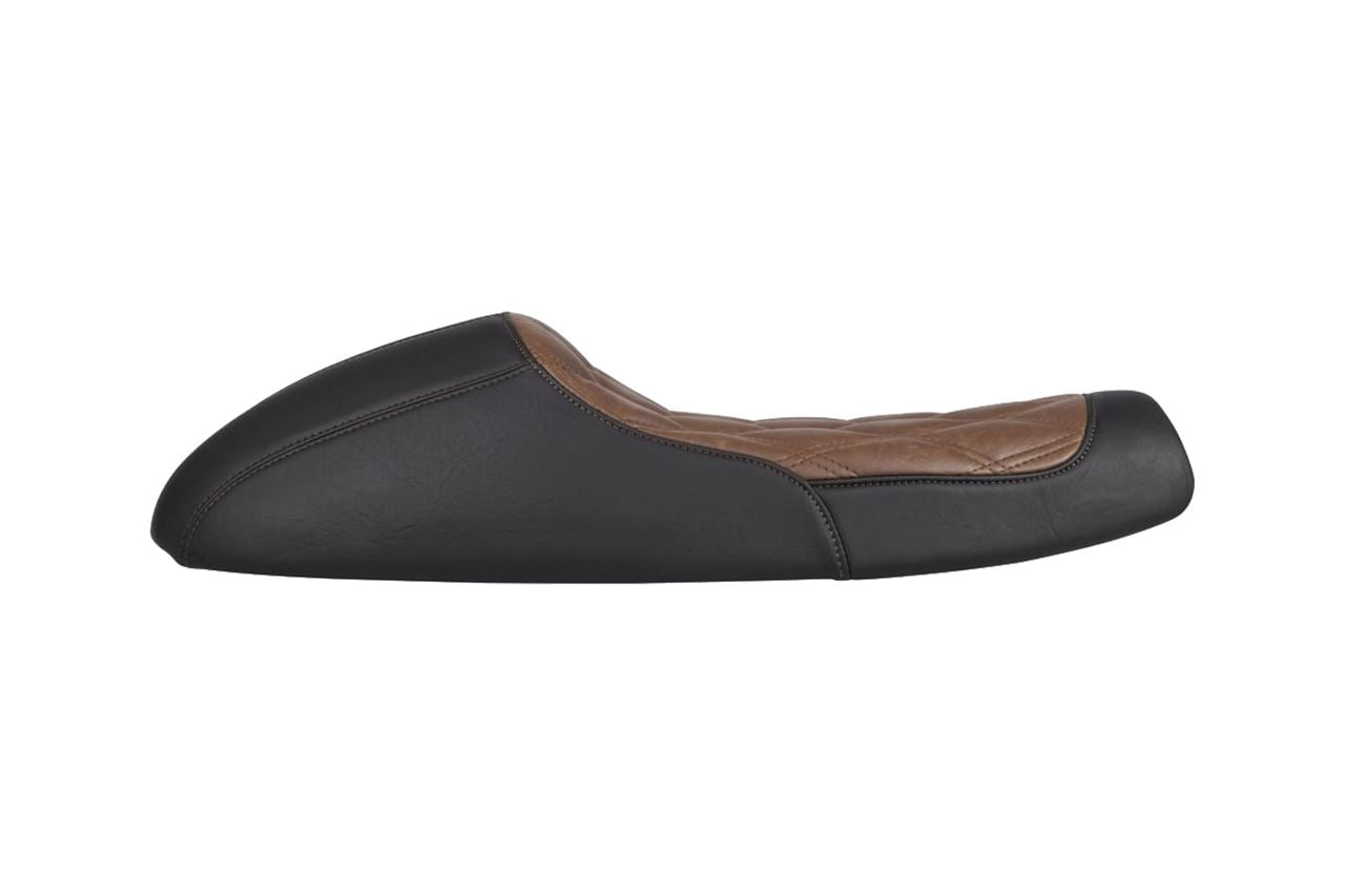 Seat Cafe Racer Style Diamond Stitch Black/Brown 1 pc. Air-cooled T100 Scrambler Thruxton