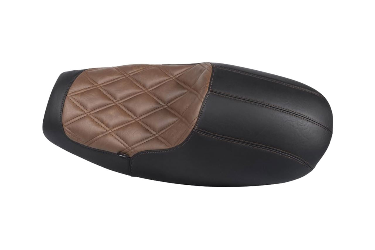 Seat Cafe Racer Style Diamond Stitch Black/Brown 1 pc. Air-cooled T100 Scrambler Thruxton