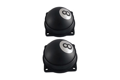 Carb top cover for carbureted models, 8-ball, black, 2 pieces, air-cooled T100, Scrambler, Thruxton
