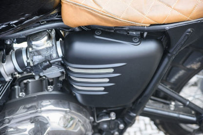 Side Cover Ribbed Matte Black Left Side Air-Cooled Scrambler