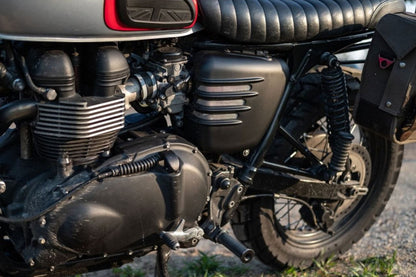 Side Cover Ribbed Matte Black Left Side Air-Cooled Scrambler