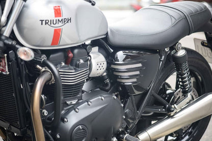 Side Covers Ribbed Gloss Black 2pcs T100 Street Twin/Speed Twin 900
