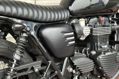 Side Cover Ribbed Matte Black 2 pcs Bonneville T120
