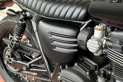 Side Cover Ribbed Matte Black 2 pcs Bonneville T120