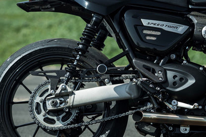 Tandem Step Blanking Plates, Billet Aluminum, Black/Silver, 2 pcs for T100/T120, Speed Twin 900, Thruxton/R/RS