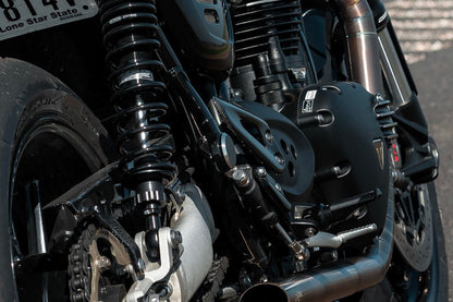 Tandem Step Blanking Plates, Billet Aluminum, Black/Silver, 2 pcs for T100/T120, Speed Twin 900, Thruxton/R/RS