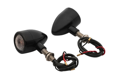 Turn signals, aluminum billet, black, 2 pieces, M10, universal
