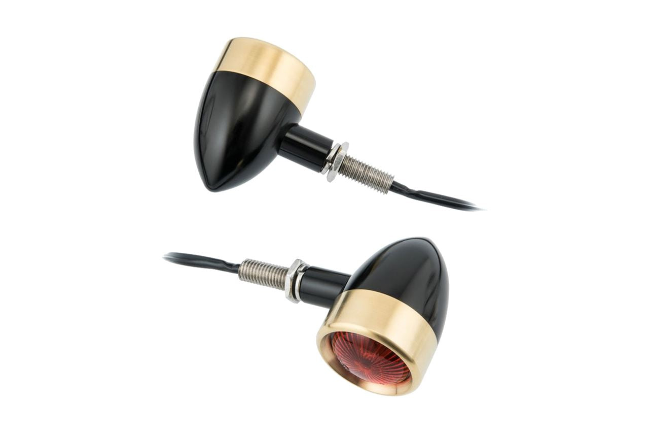 Turn Signals, Aluminum Billet, Black/Brass, 2 pcs, M10, Universal