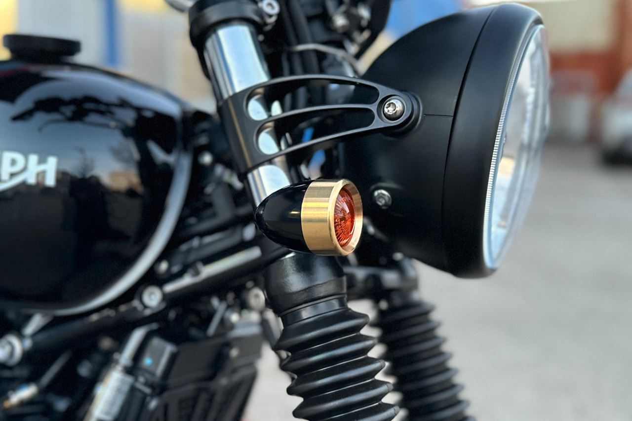 Turn Signals, Aluminum Billet, Black/Brass, 2 pcs, M10, Universal