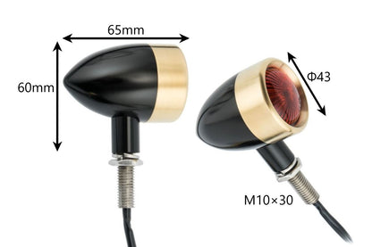Turn Signals, Aluminum Billet, Black/Brass, 2 pcs, M10, Universal