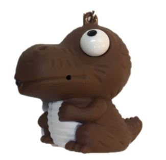 吠える恐竜キーホルダー LEDライト付き ブラウン H51×W34×L48mm