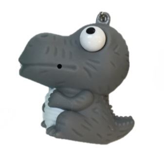 吠える恐竜キーホルダー LEDライト付き グレー H51×W34×L48mm