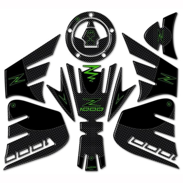 3D Sticker Set Carbon Print/Lime Green Z1000