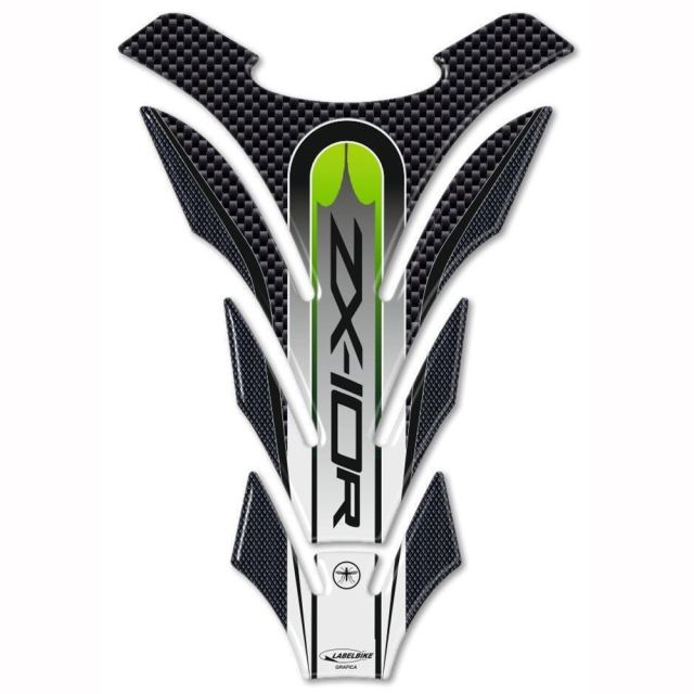 3Dタンクステッカー カーボンプリント/ホワイト/ライムグリーン ZX-10R