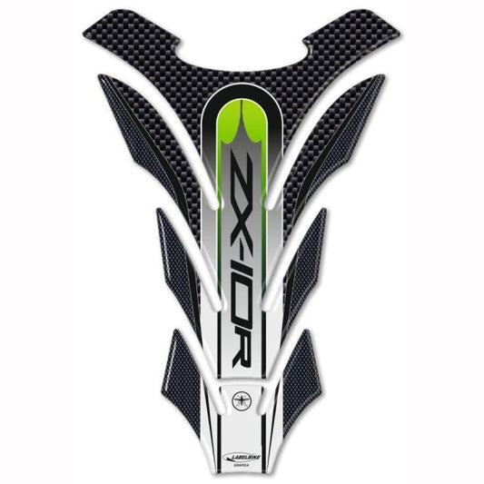 3Dタンクステッカー カーボンプリント/ホワイト/ライムグリーン ZX-10R