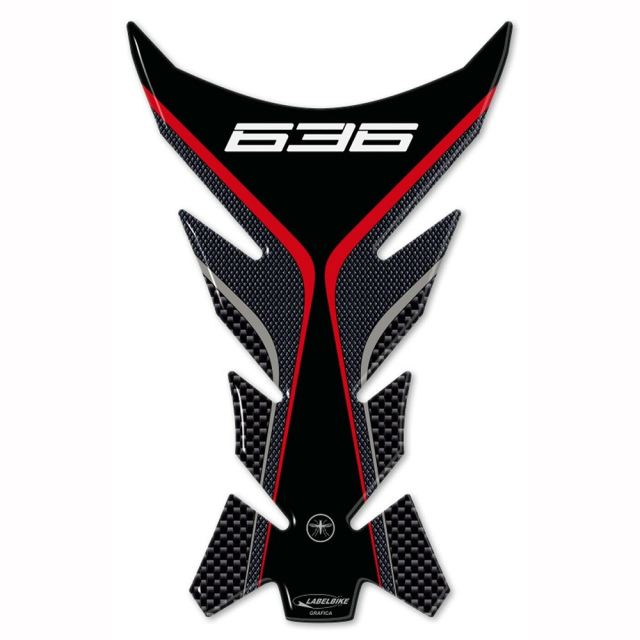 3Dタンクステッカー カーボンプリント/レッド ZX-6R