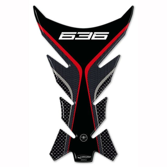 3Dタンクステッカー カーボンプリント/レッド ZX-6R