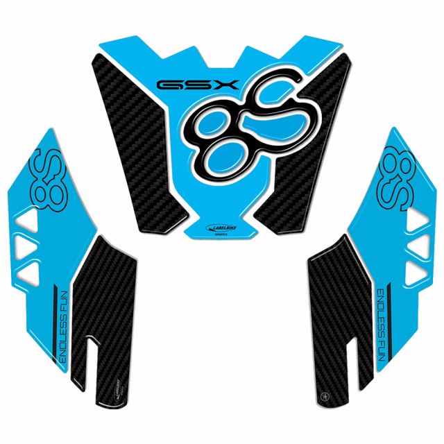 3D Sticker Set Carbon Print/Light Blue GSX-8S