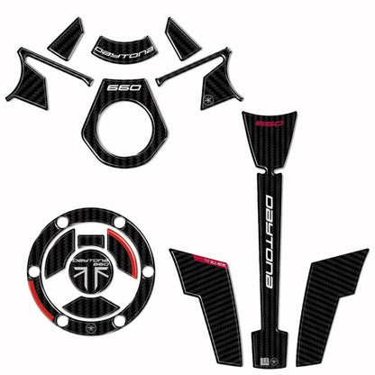3D Sticker Set Carbon Print/Red DAYTONA660