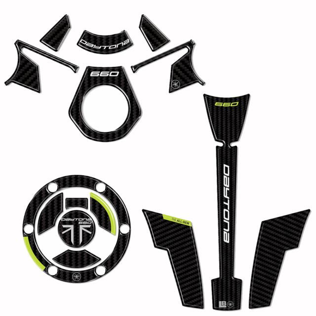 3D Sticker Set Carbon Print/Yellow DAYTONA660