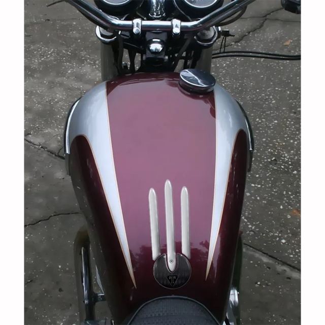 3D Tank Sticker TRIUMPH / Vintage White / Stripe