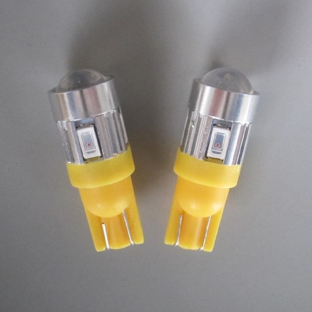 LED Position Bulb T10 Wedge Yellow 12x34mm 2 Pieces