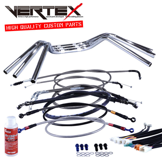 ゼファーχ カイ 全年式 ZR400C 鬼ハンドル セット ブラックメッシュ ダークメッシュ ワイヤー