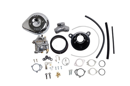 S&S Super E Carburetor & Teardrop Stealth Air Cleaner Kit for Big Twin (84-99) Chrome Dyna Softail Touring