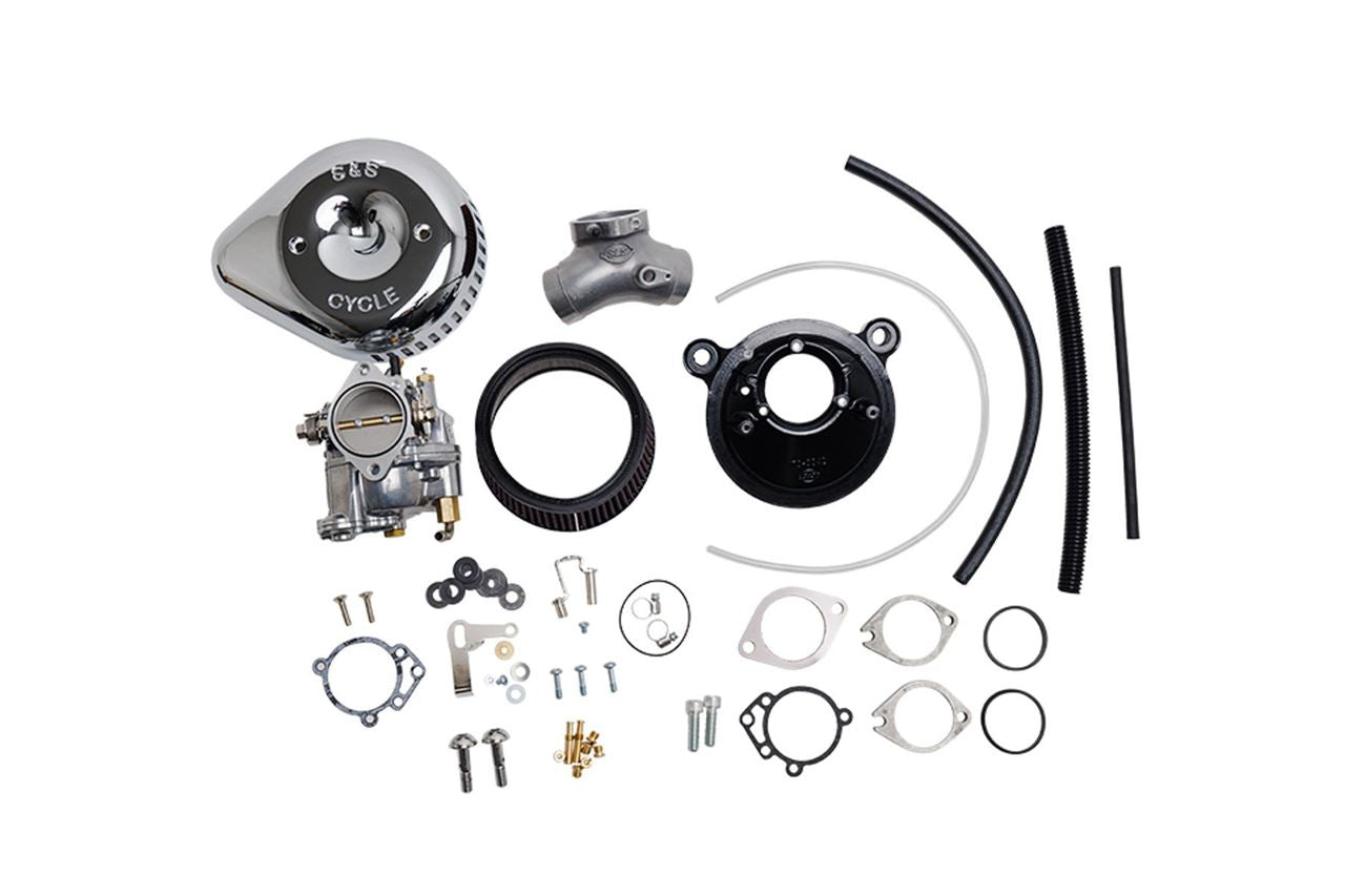 Super G Carburetor & Slasher Teardrop Stealth Air Cleaner Kit for Big Twin (84-99) Chrome