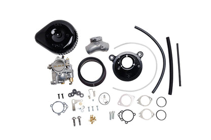 Super G Carburetor & Slasher Teardrop Stealth Air Cleaner Kit Big Twin (84-99) Black