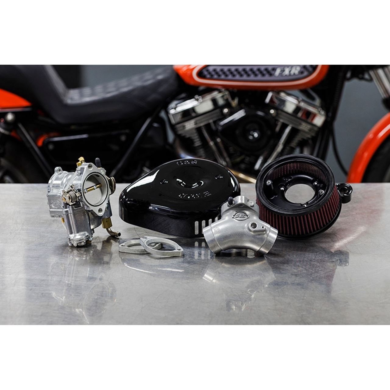 Super G Carburetor & Slasher Teardrop Stealth Air Cleaner Kit Big Twin (84-99) Black