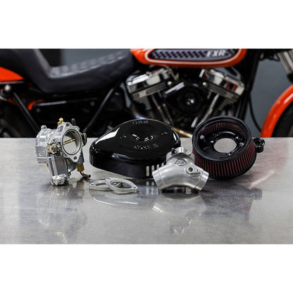 Super G Carburetor & Slasher Teardrop Stealth Air Cleaner Kit Big Twin (84-99) Black