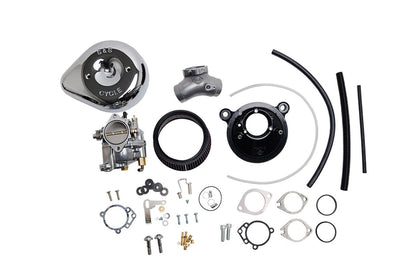 S&S Super E Carburetor & Teardrop Stealth Air Cleaner Kit for Twin Cam (99-05) Chrome Dyna Softail Touring