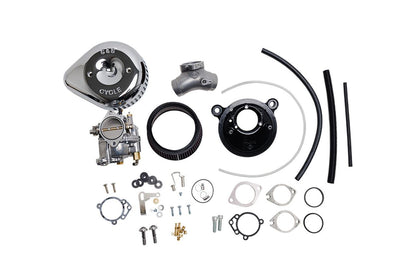 S&S Super G Carburetor & Slasher Teardrop Stealth Air Cleaner Kit for Twin Cam (99-05) - Chrome
