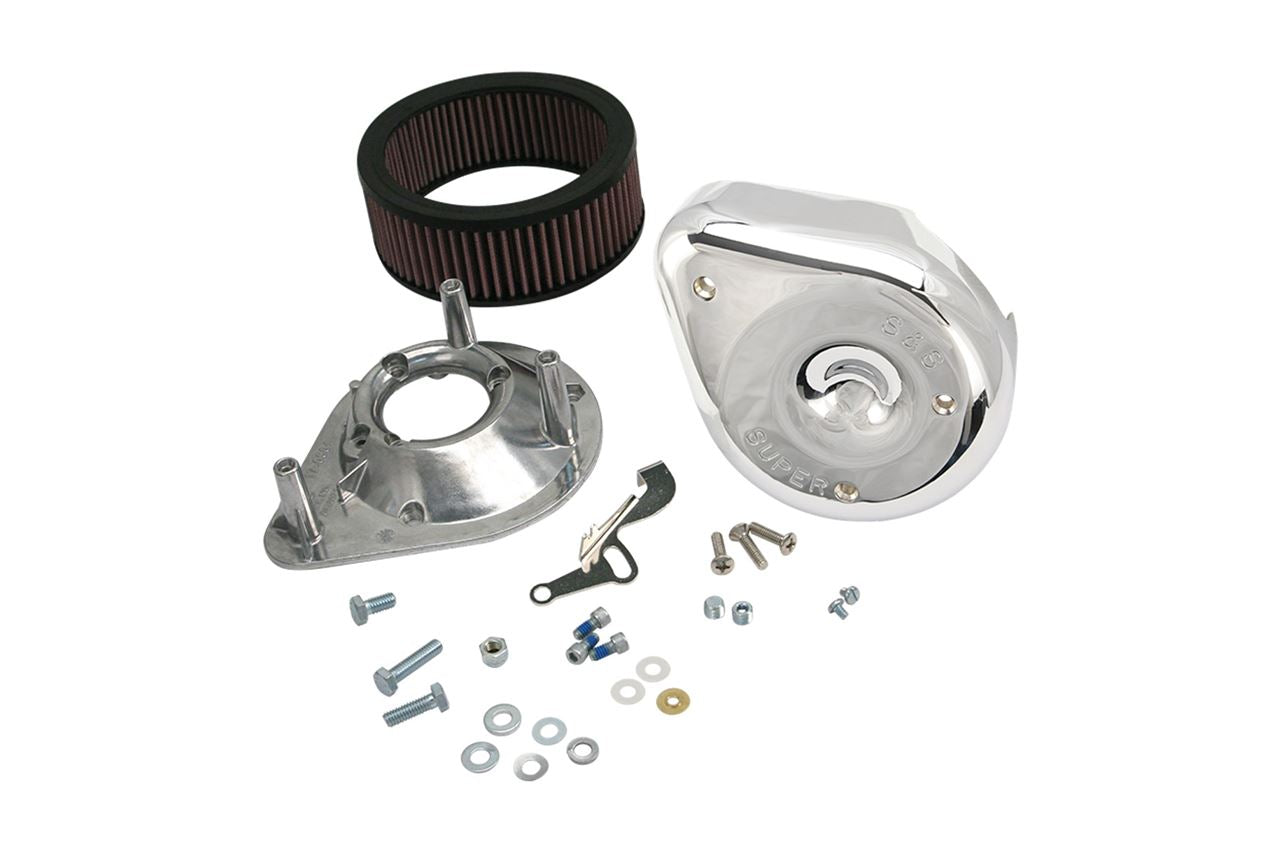 Classic Teardrop Air Cleaner Kit, Big Twin (66-84 / 5 Gallon Tank), Chrome, Harley