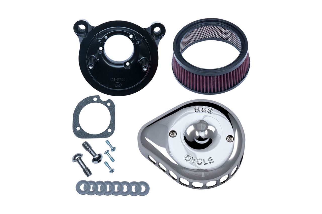 Stealth Air Cleaner Kit Mini Teardrop Twin Cam (2 Cable Pull) Chrome Dyna Softail Touring