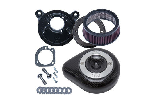 ステルスエアクリーナーキット カーボンティアドロップ ツインカム(ケーブル2本引) ブラック ダイナ ソフテイル ツーリング