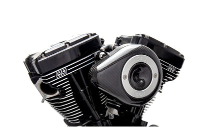 Stealth Air Cleaner Kit Carbon Teardrop Twin Cam (2-Cable Pull) Black Dyna Softail Touring