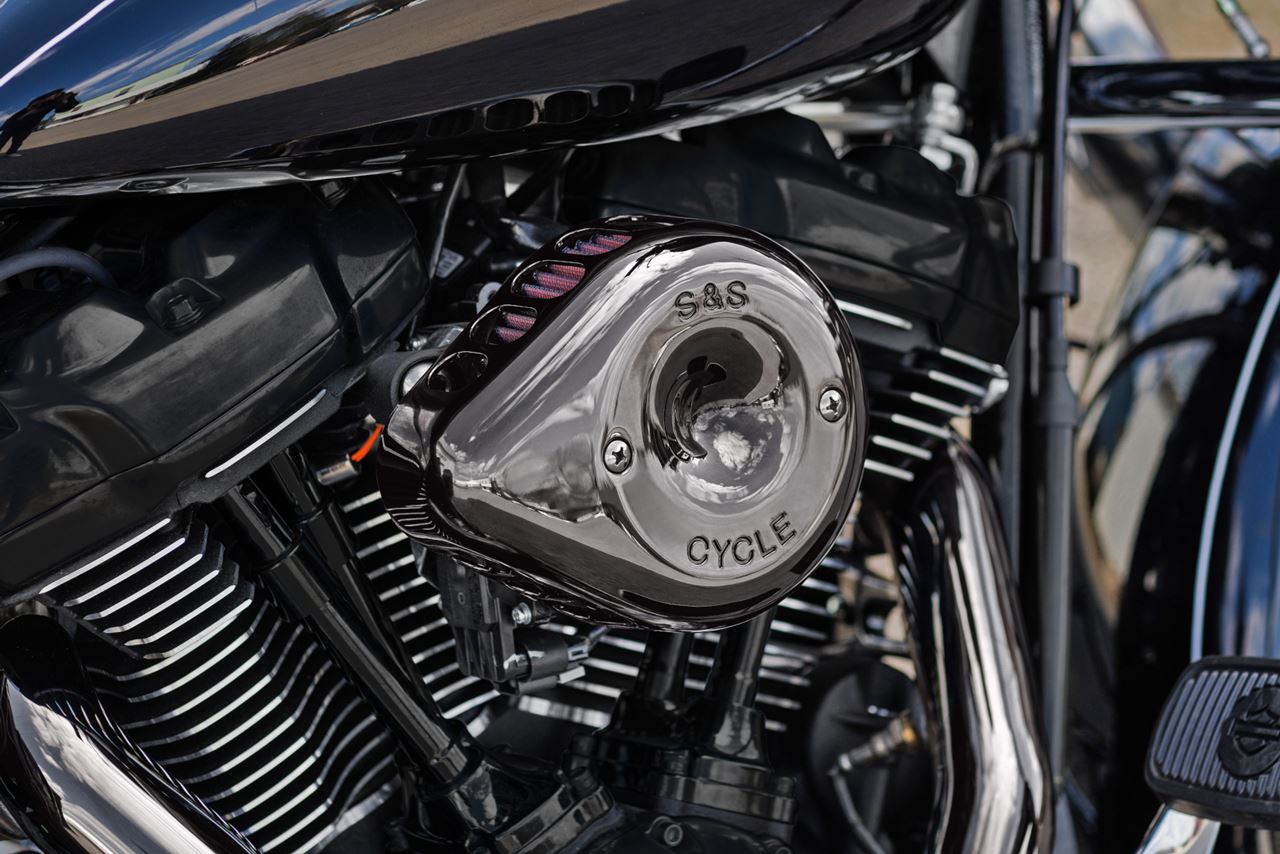 ステルスエアクリーナーキット ミニティアドロップ M8 スモーキークローム ソフテイル ツーリング