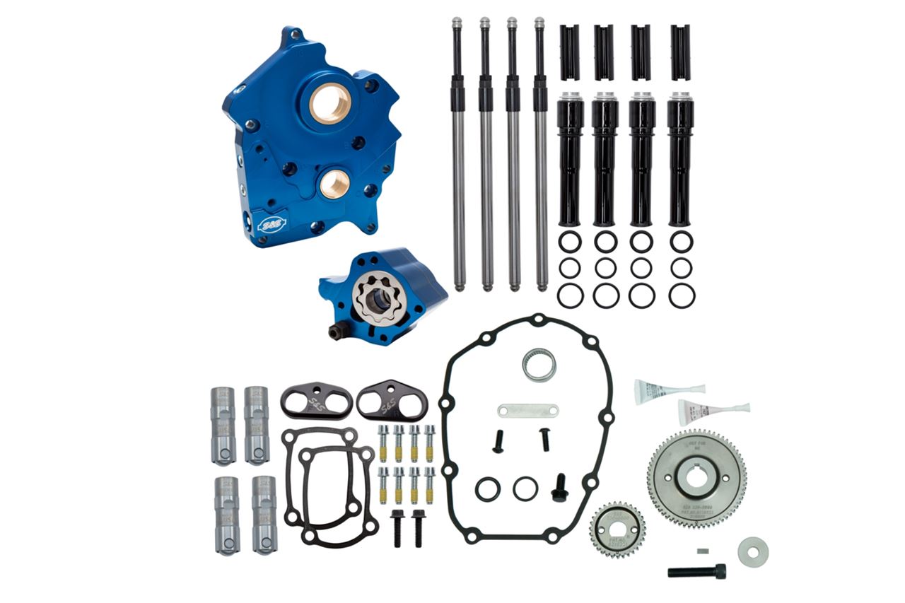 Cam Chest Kit, Black Pushrod Covers, M8 Oil-Cooled / Gear Drive Cams, Softail Touring