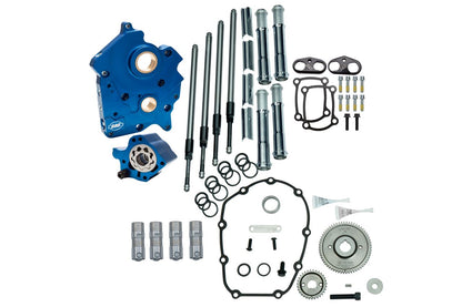Cam Chest Kit, Chrome Pushrod Cover for M8 Oil-Cooled/Gear Cam Softail Touring